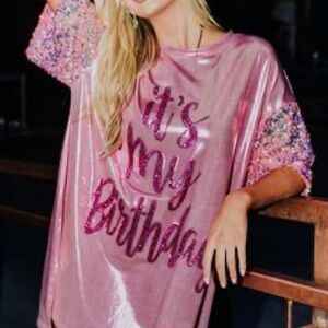 Pink Lily Pink Sequin It’s My Birthday Mini Dress